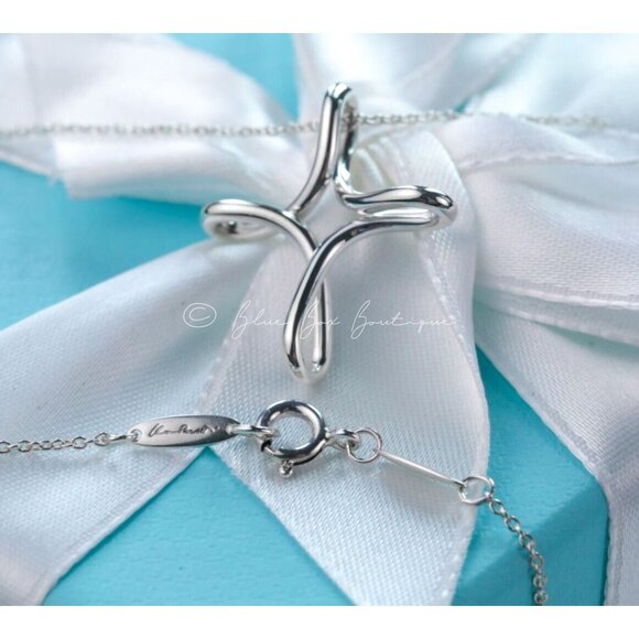 Tiffany & Co. Elsa Peretti Infinity Cross Pendant Necklace in Silver 16" 21mm - Picture 2 of 9